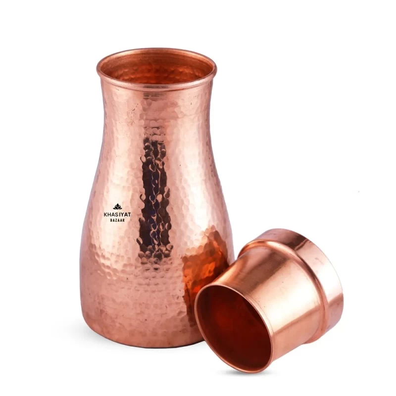 Copper Water Pitcher with glass / Bedroom Water Bottle / Gadva / Tambya - KB205