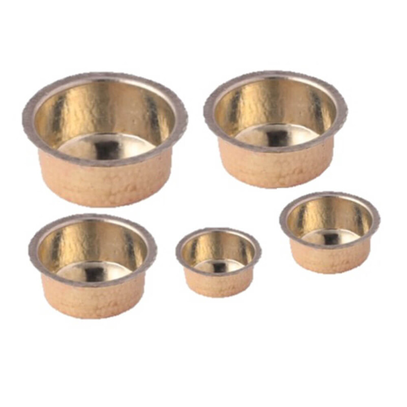 Brass Pital Tope / Patila Hammered (5 Piece Set) with kalai -KB006