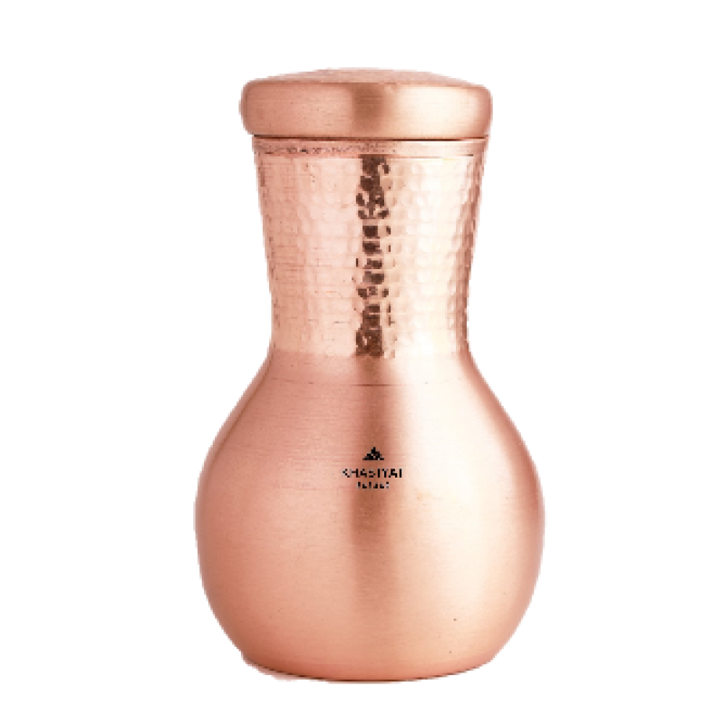 Bulb Shaped Water Pitcher with glass / Bedroom Water Bottle / Gadva / Tambya (Plain) - KB222