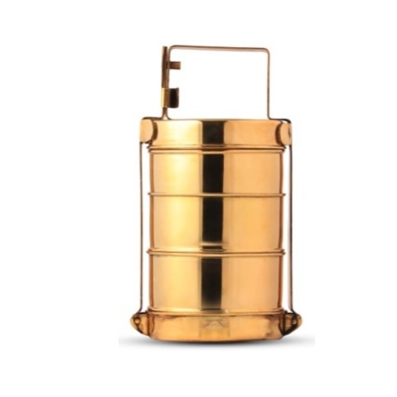 Tiffin Box ( 3 levels) with kalhai (Tin Lining)-KB030