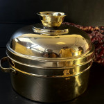 Kalhai Modak Patra / Steamer Brass Jug with 2 Glasses comes with two trays  Product Code – KB017