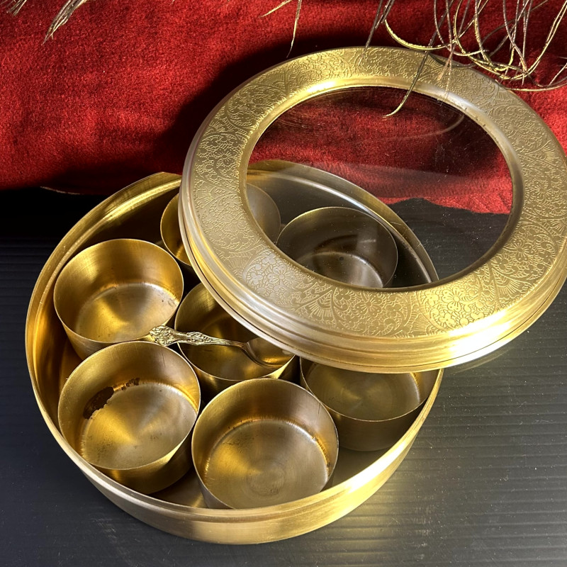 Glass Lid Masala Box - Product Code - KB014