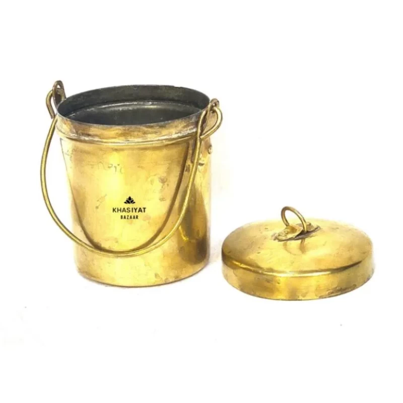 Vintage Brass Kadi Dabba / Canister with handle