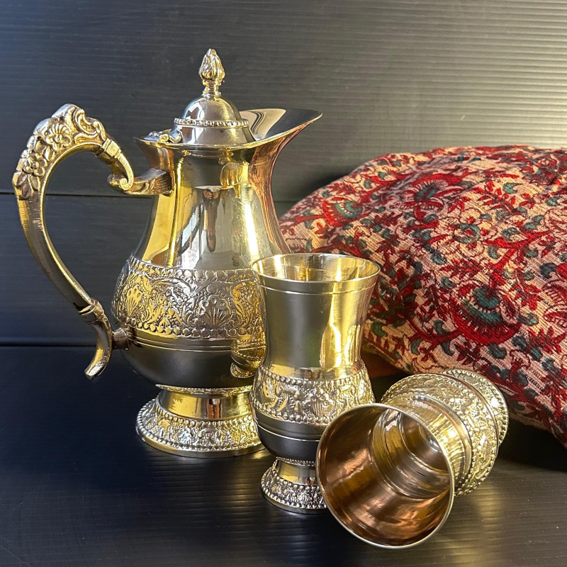 Best Quality Brass High Rated Water Jug with 2 Glasses Product Code – KB026